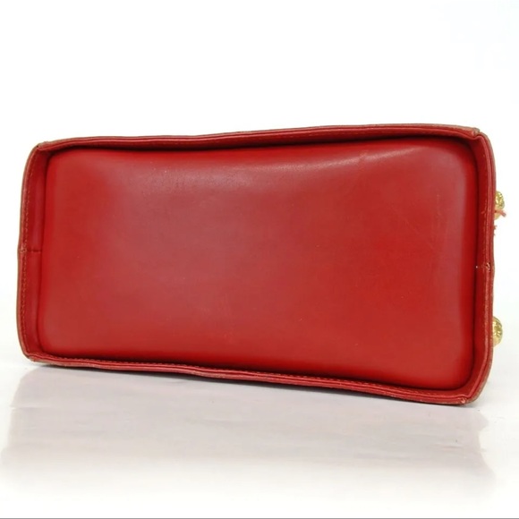 AUTH Authentic Salvatore Ferragamo Leather Handbag Shoulder Bag Tote Red - Picture 8 of 16